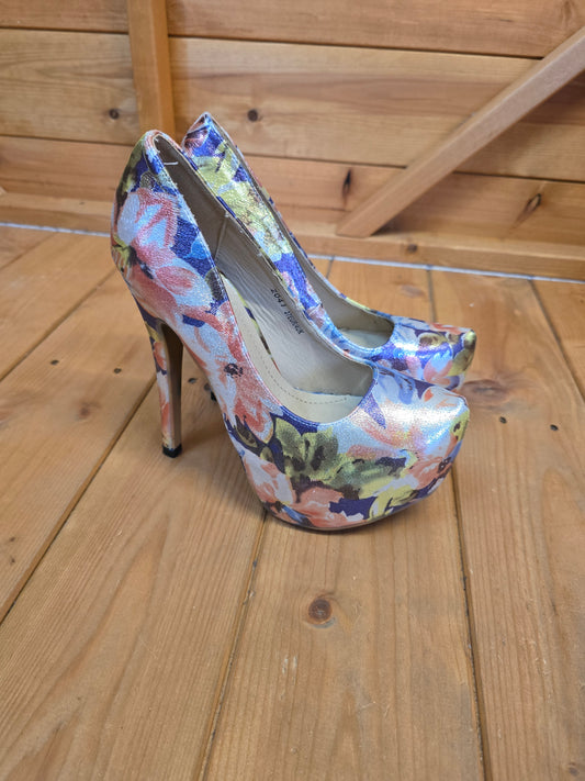 Sergio Todzi Multicoloured Metallic Floral Platform High Heels Euro 37 / UK 4 – 13cm Heel