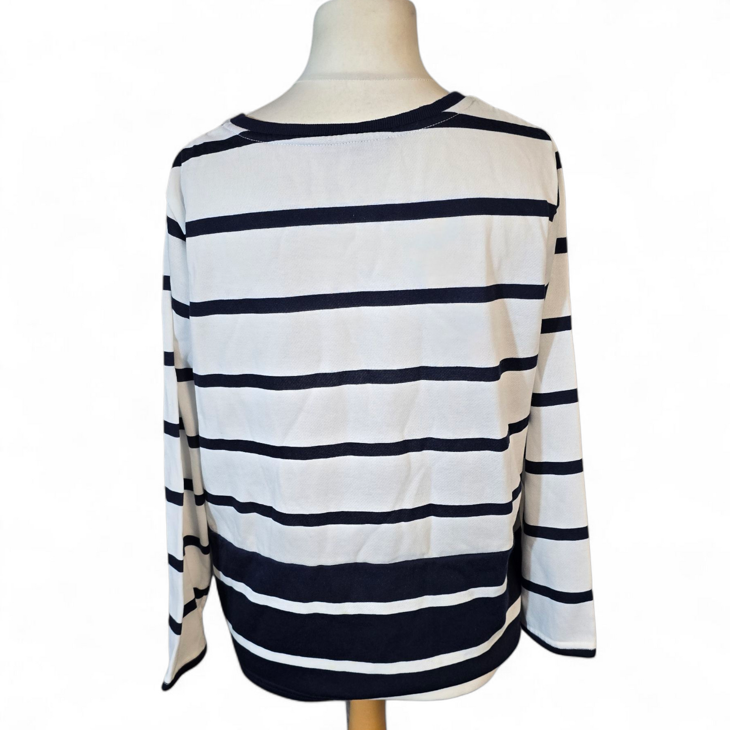 Bonmarché White & Navy Striped Lightweight Jumper – Size 14