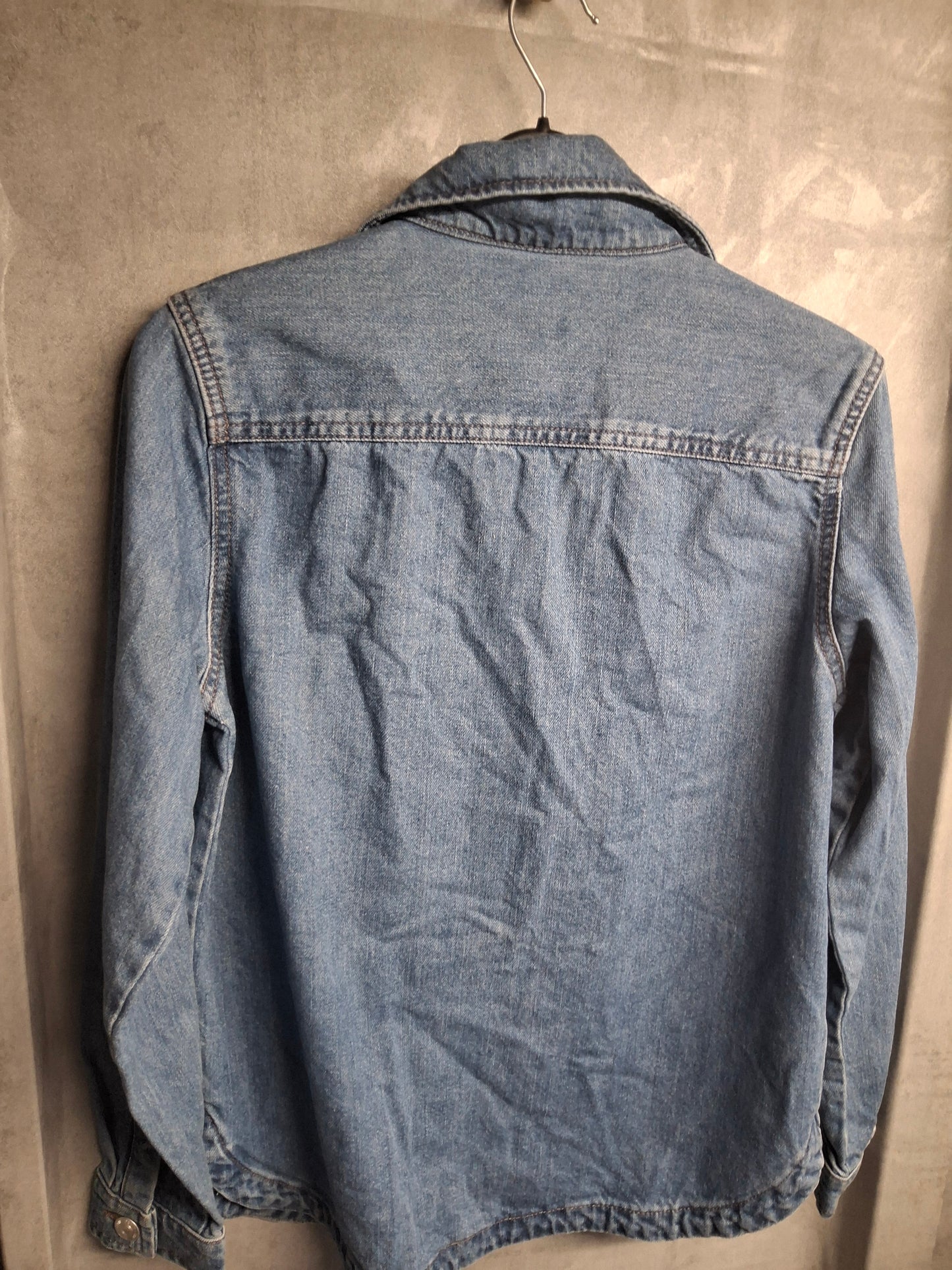 F&F Kids Girl's Blue Denim Shirt – Age 11–12 Years – 100% Cotton Oversized