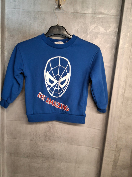 H&M Boys Spiderman Blue Jumper – Age 4-6 Years – Cotton Blend