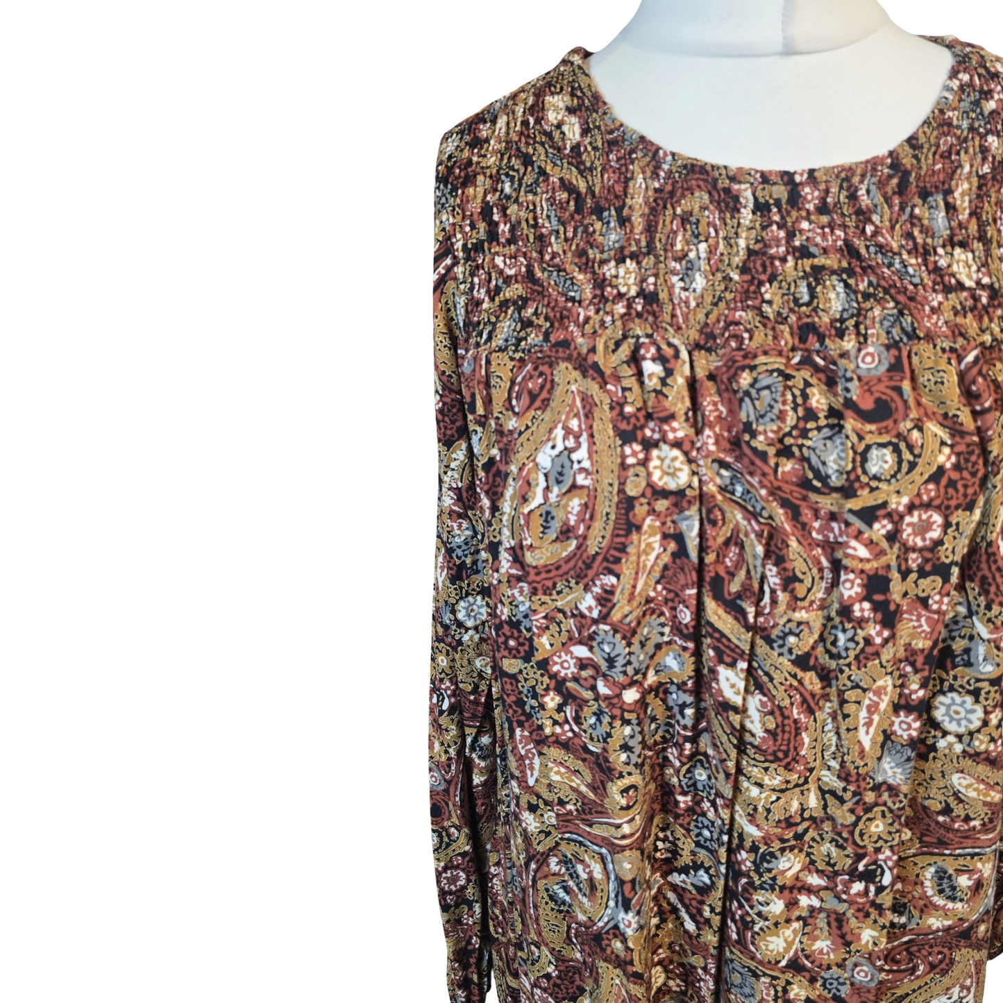 Tu Orange & Brown Paisley Print Dress Size 12 100% Viscose Knee Length