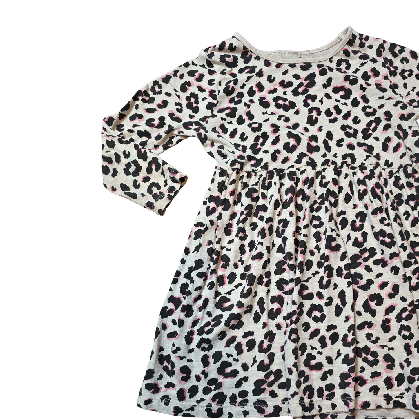 Matalan Grey, Black & Pink Animal Print Dress – Girls 4 Years – 100% Cotton