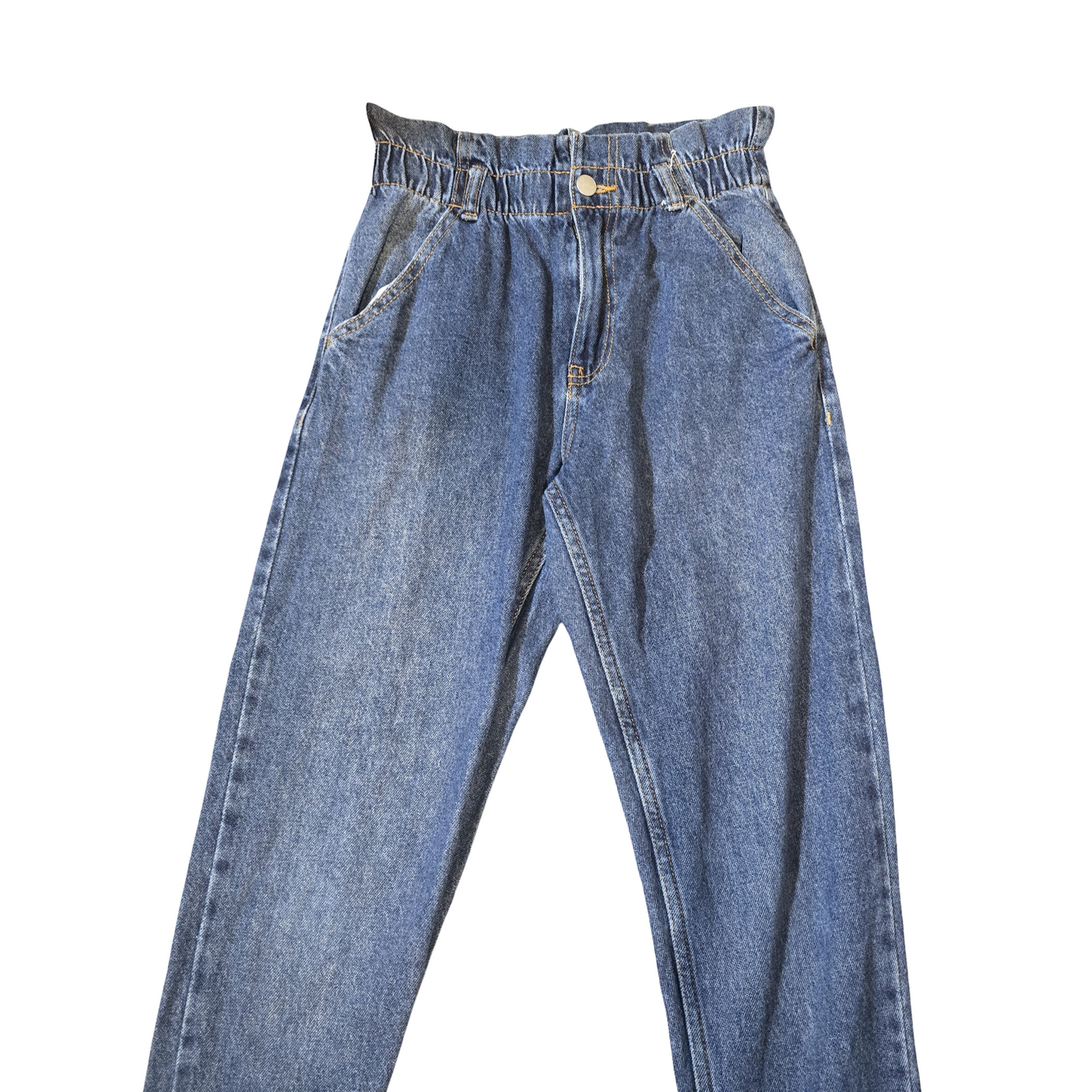 Primark Girls’ Slouchy Denim Jeans – Slim Leg, Frill High Waist – Age 11–12 Years