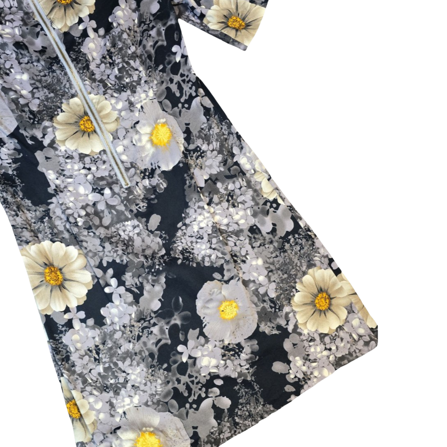 bcbgmaxazria Dress Navy Grey & Yellow Size M UK size 10 Floral Causal