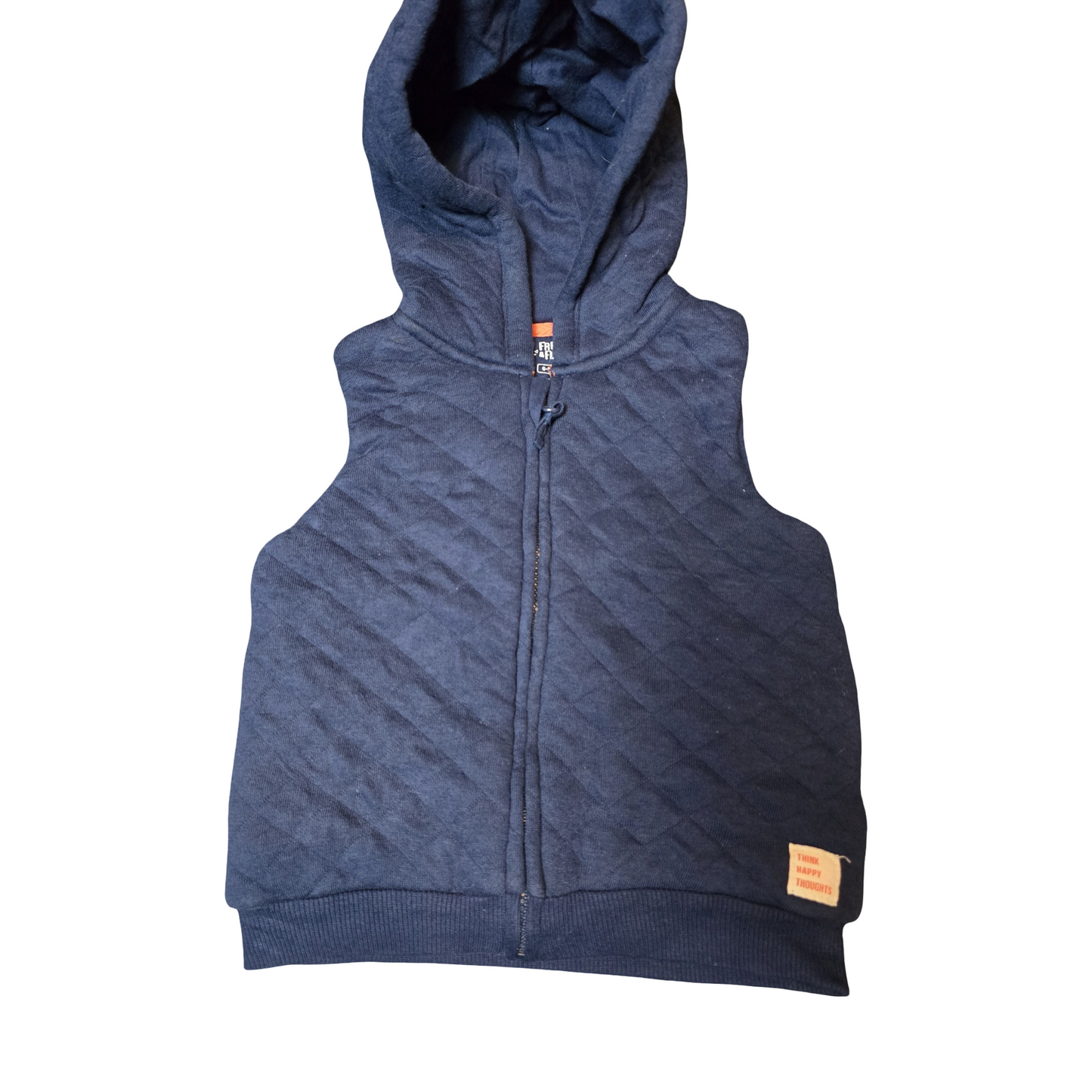 F&F Navy Padded Gilet – Boys 6–9 Months – Cotton & Polyester – Hooded Zip Up