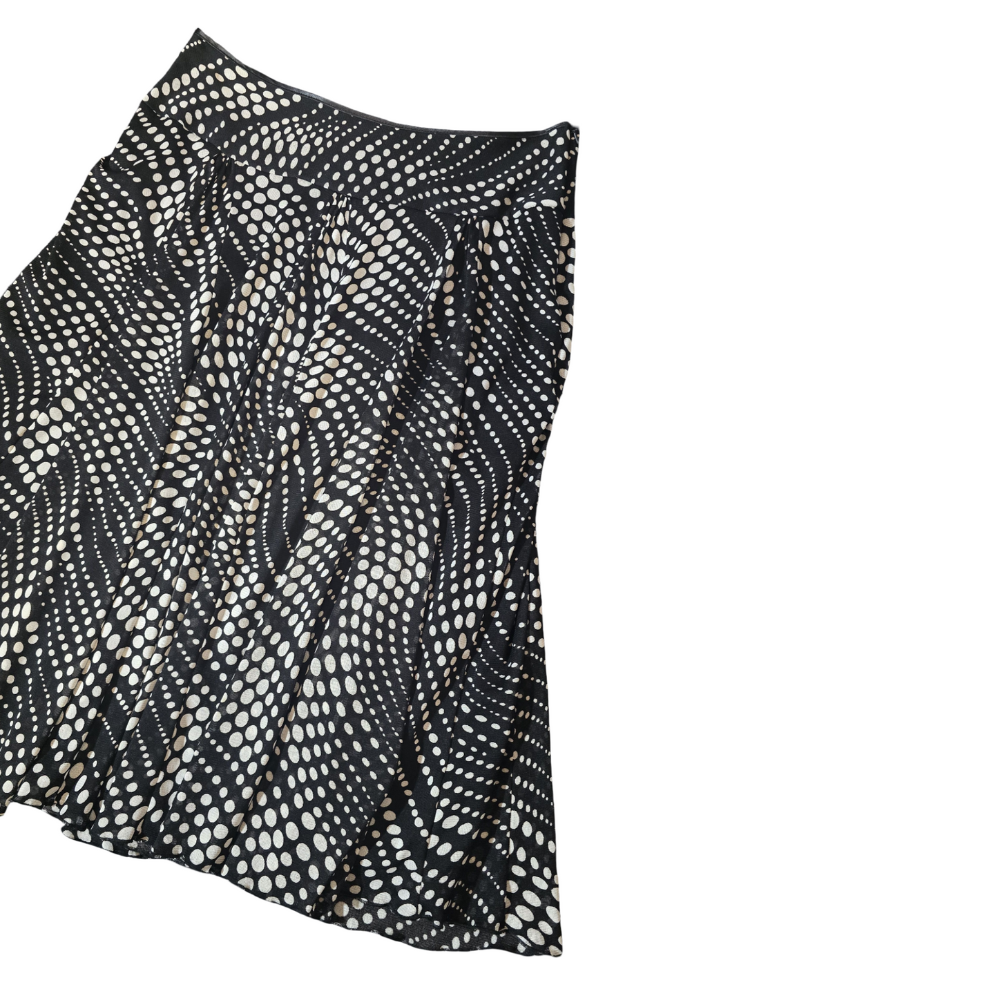 Wallis Black & White Polka Dot Flared Midi Skirt – Size 12