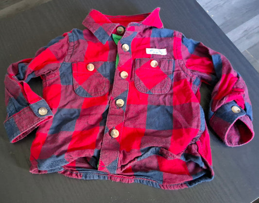 Mothercare Red & Navy Checked Shirt – Boys 3–6 Months – 100% Cotton