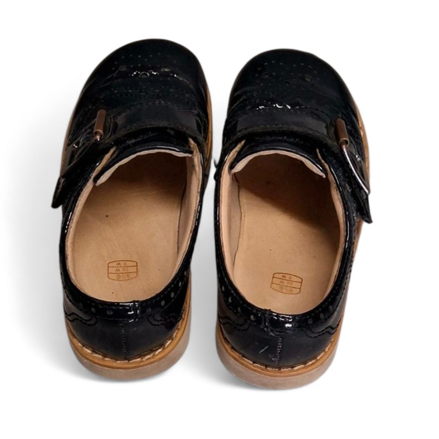 Clarks Navy Patent Brogue Shoes Size 8.5G – Velcro Fastening Kids School Shoes