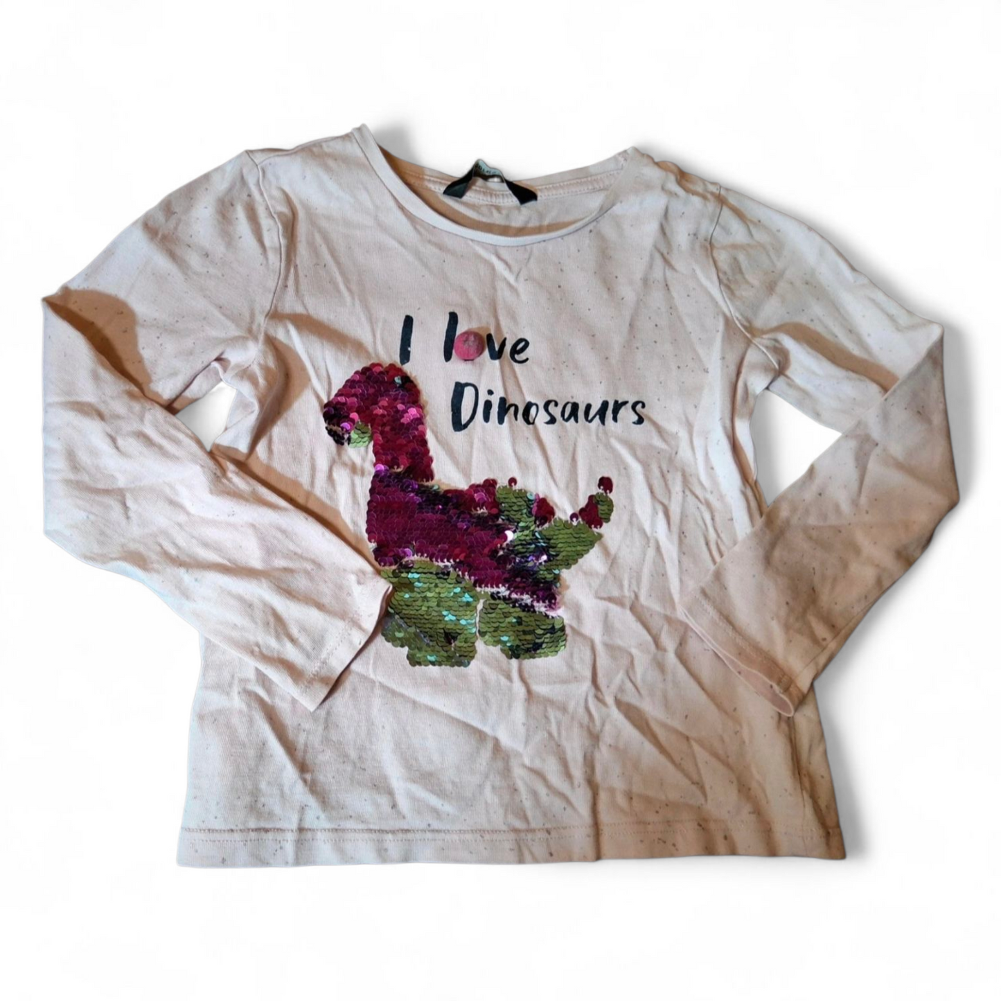 George Girls Pink Sequin Dinosaur T-Shirt – Age 5–6 Years – 100% Cotton