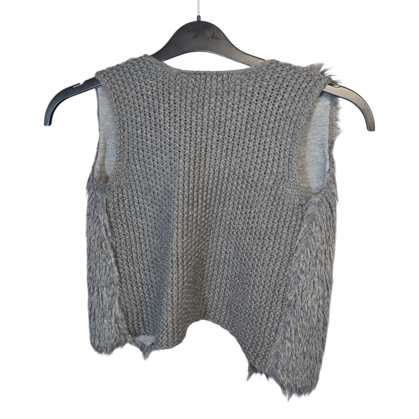 Primark Grey Faux Fur & Knit Gilet – Girls 5–6 Years – Sleeveless Open Front