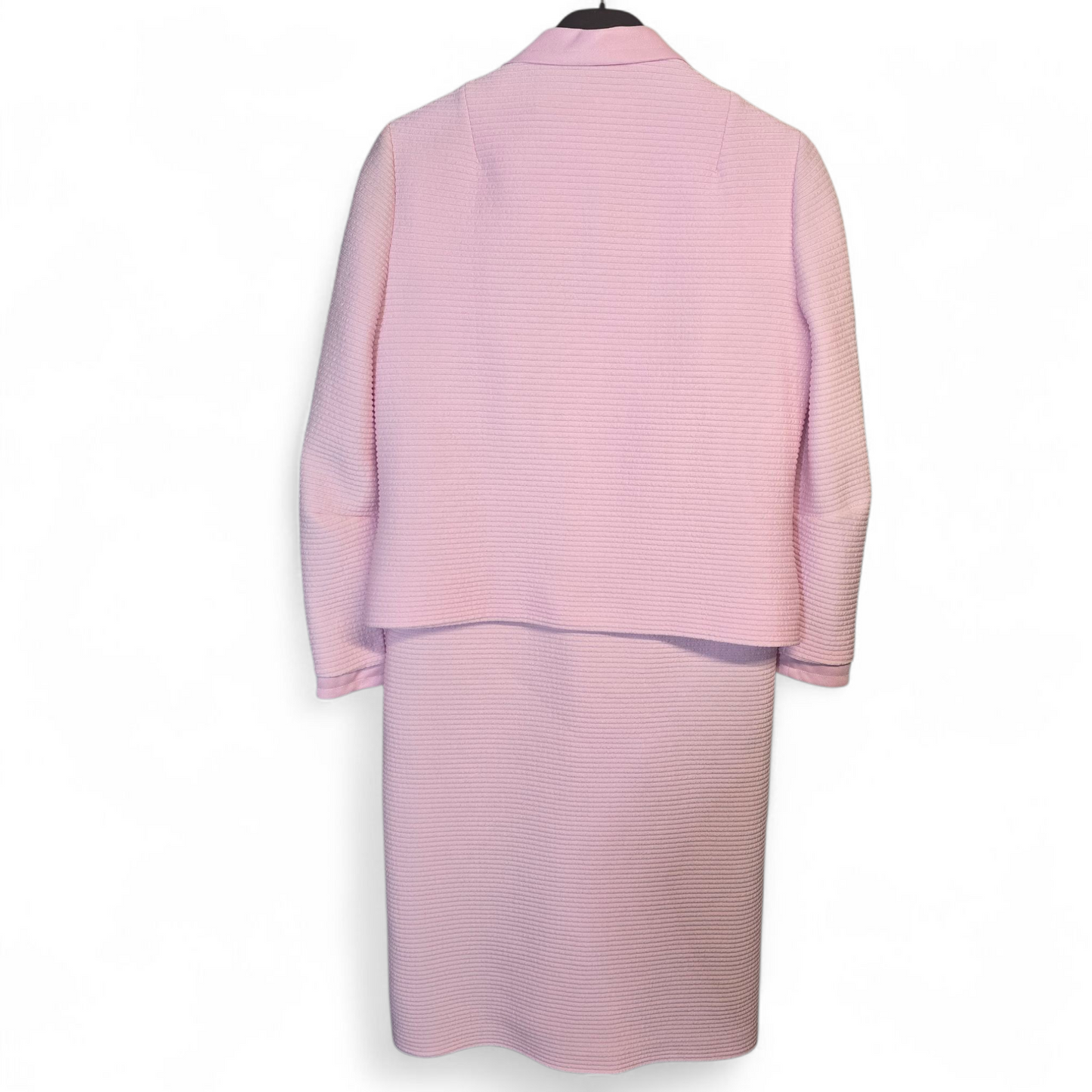 Vintage 1970s Davisella Baby Pink Crimplene Dress & Blazer Set (Made in England)