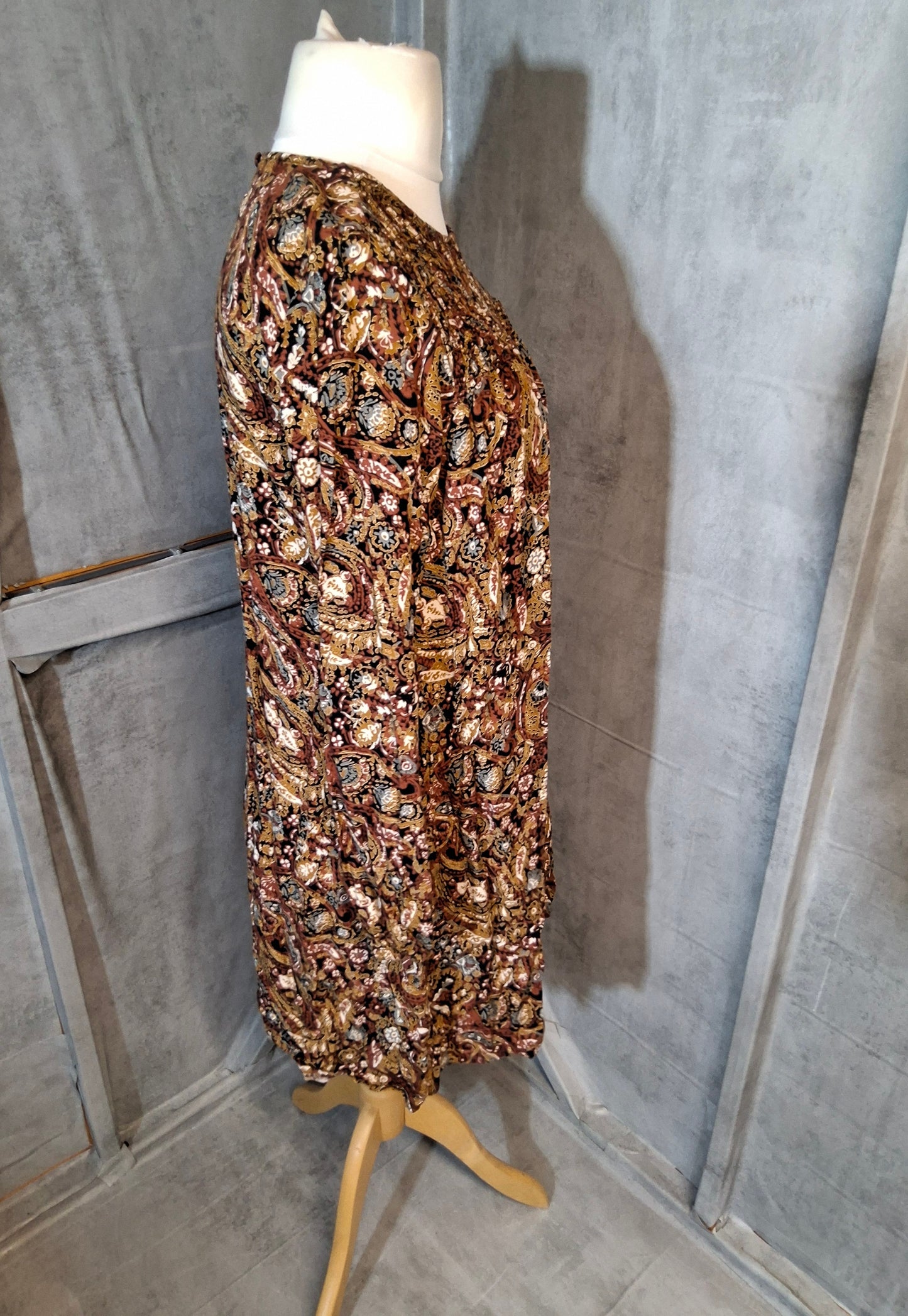 Tu Orange & Brown Paisley Print Dress – Size 12 – 100% Viscose – Knee Length