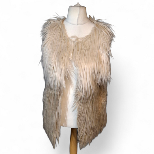 Influence Cream & Beige Faux Fur Gilet – Ombre Design – Size 10
