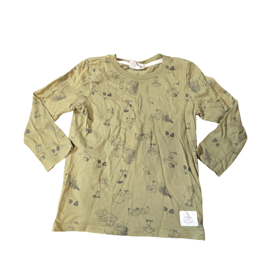So Cute Khaki Green Woodland Print Long Sleeve Tee – 2–3 Years