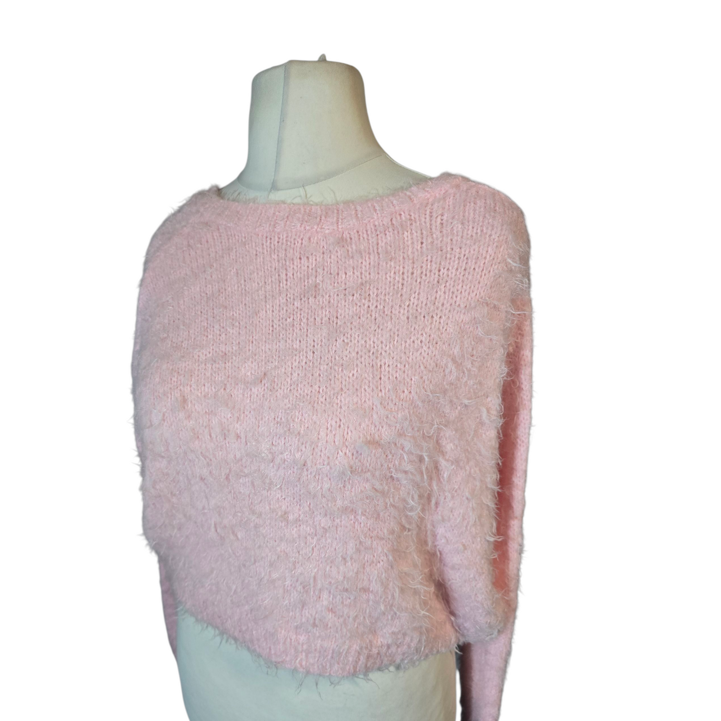 Topshop Baby Pink Shaggy Cropped Jumper – Size 10