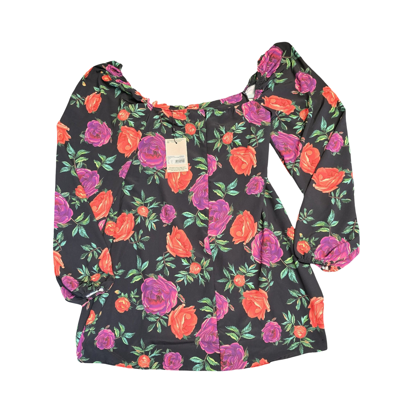 Missguided Black & Multicolour Floral Mini Dress Size 12 new