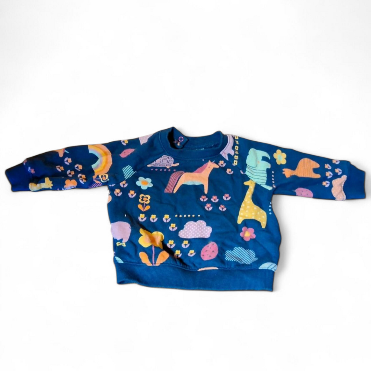 Next Girls Navy Animal Print Jumper – 3–6 Months – 100% Cotton