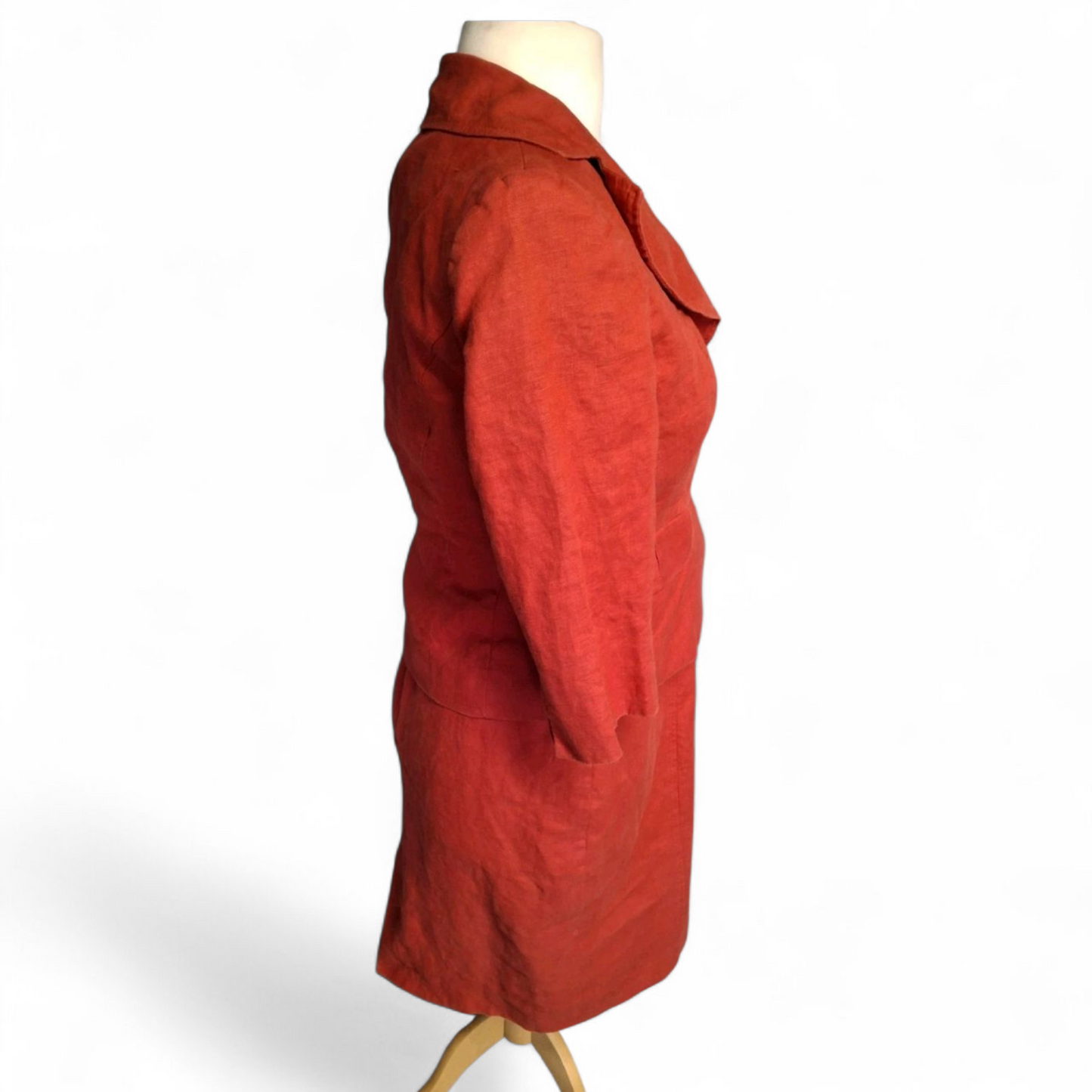 Debenhams Petite Red Linen Dress & Blazer Set – Size 14 Dress / 12 Blazer – Classic Duo