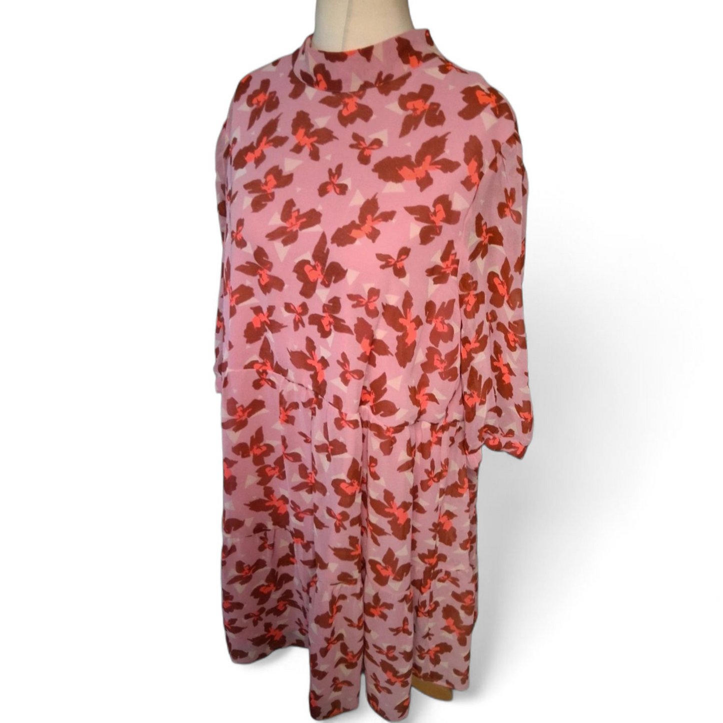 Vero Moda Pink Floral Floaty Dress – Size 20/22 | Swishy, Sheer & Chic