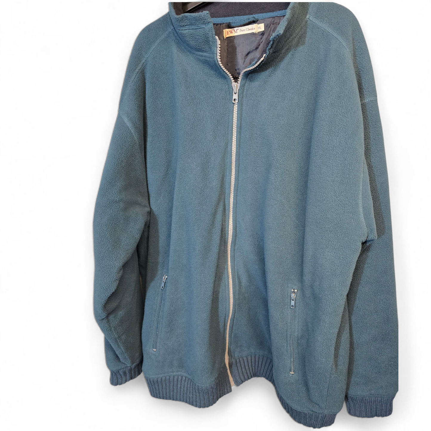 EWM Men’s Teal Green Fleece Jacket – Zip Pockets, XL