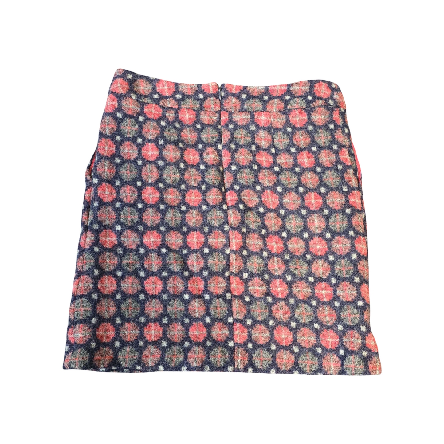 Boden Navy & Pink Wool Mini Skirt – UK 12 – Lined With Pockets