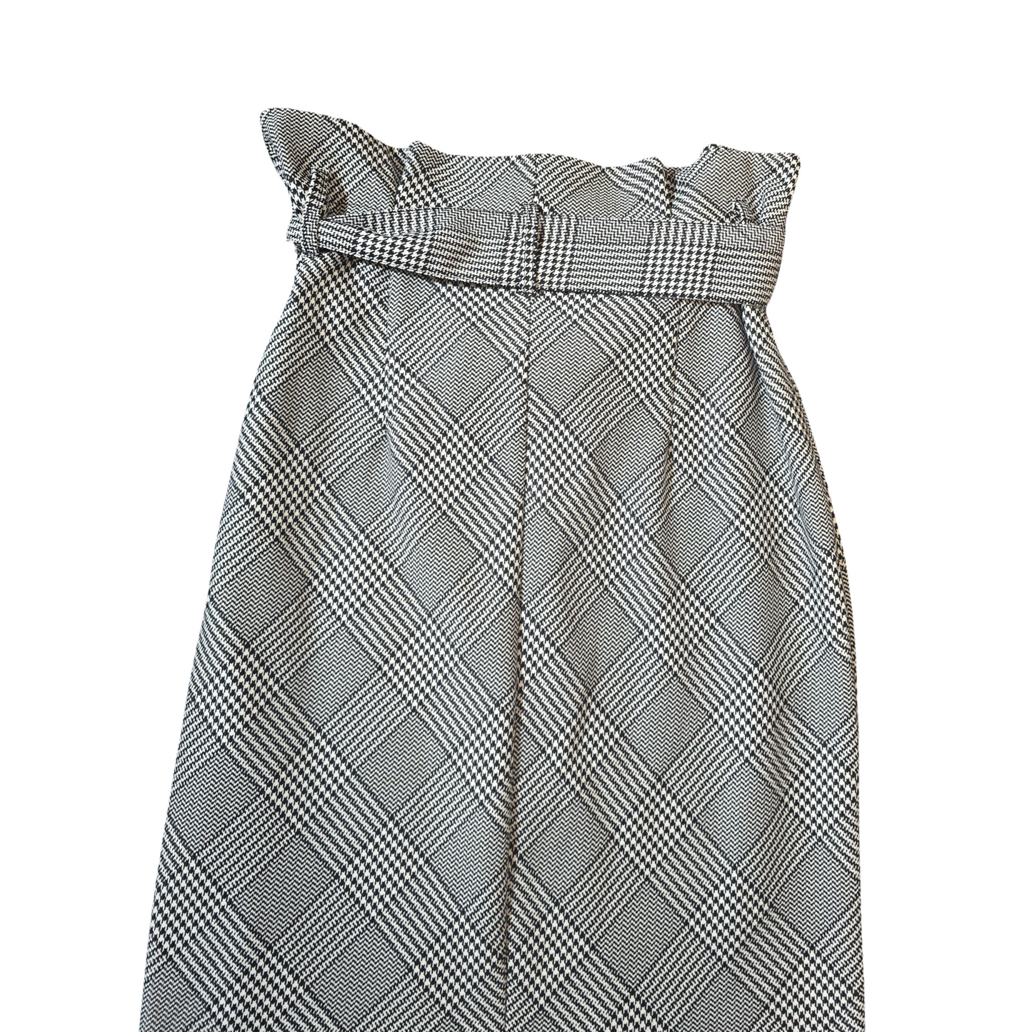 H&M Checked High-Waist Belted Skirt – Size 14 – Ruffle Waist & Button-Front