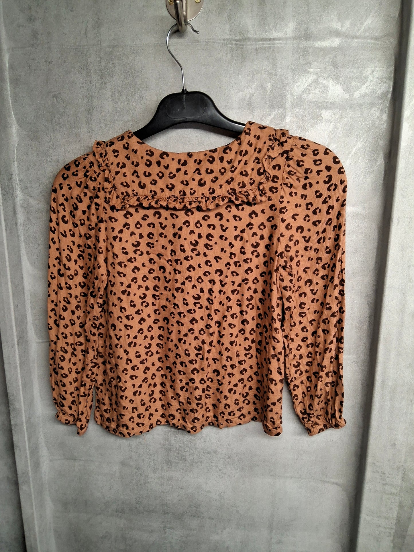 H&M Brown Leopard Print Blouse – Girls 6–7 Years – Viscose – Long Sleeve