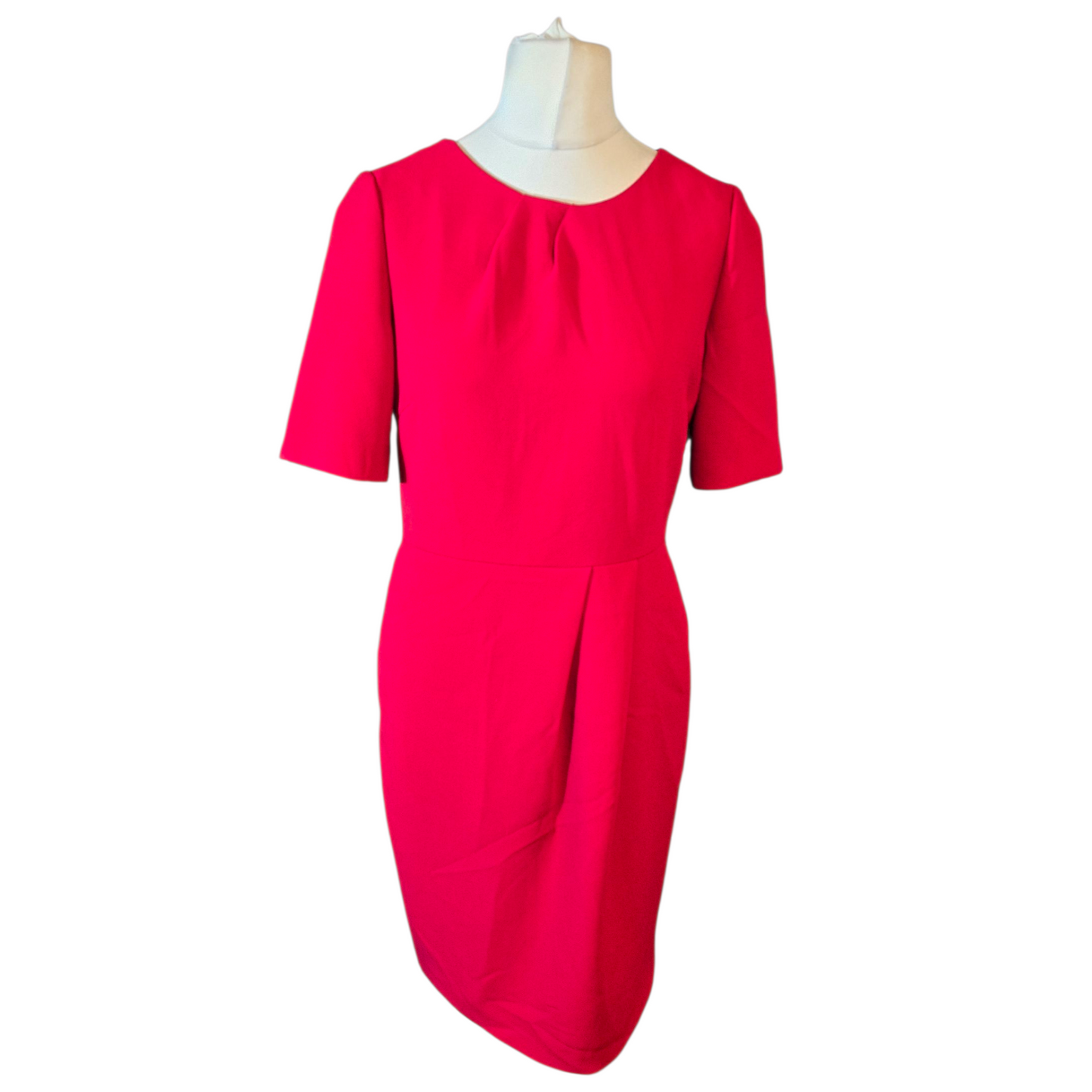 Laura Ashley Red Midi Dress – Size 14 – Lined, Zip Back, Classic Elegance