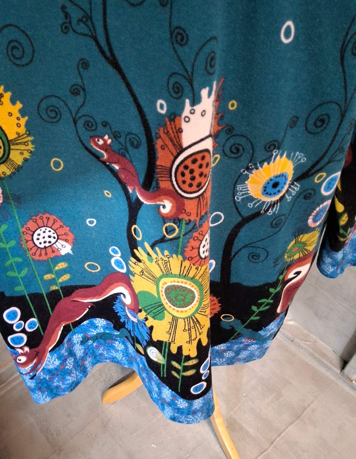 Joe Browns Teal Green Squirrel Print Dress – Cord Look – Size 24