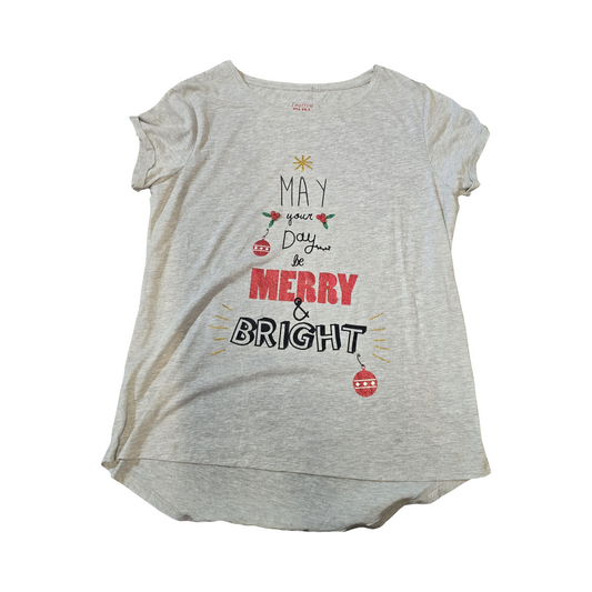 Matalan Grey Christmas T-Shirt – Relaxed Fit – Size M (Fits size 14/16)