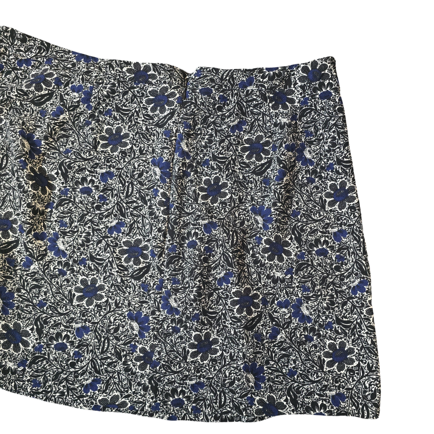 Next Black & Blue Floral Mini Skirt Size 16 – Lightweight, Back Zip, 100% Polyester, Unlined