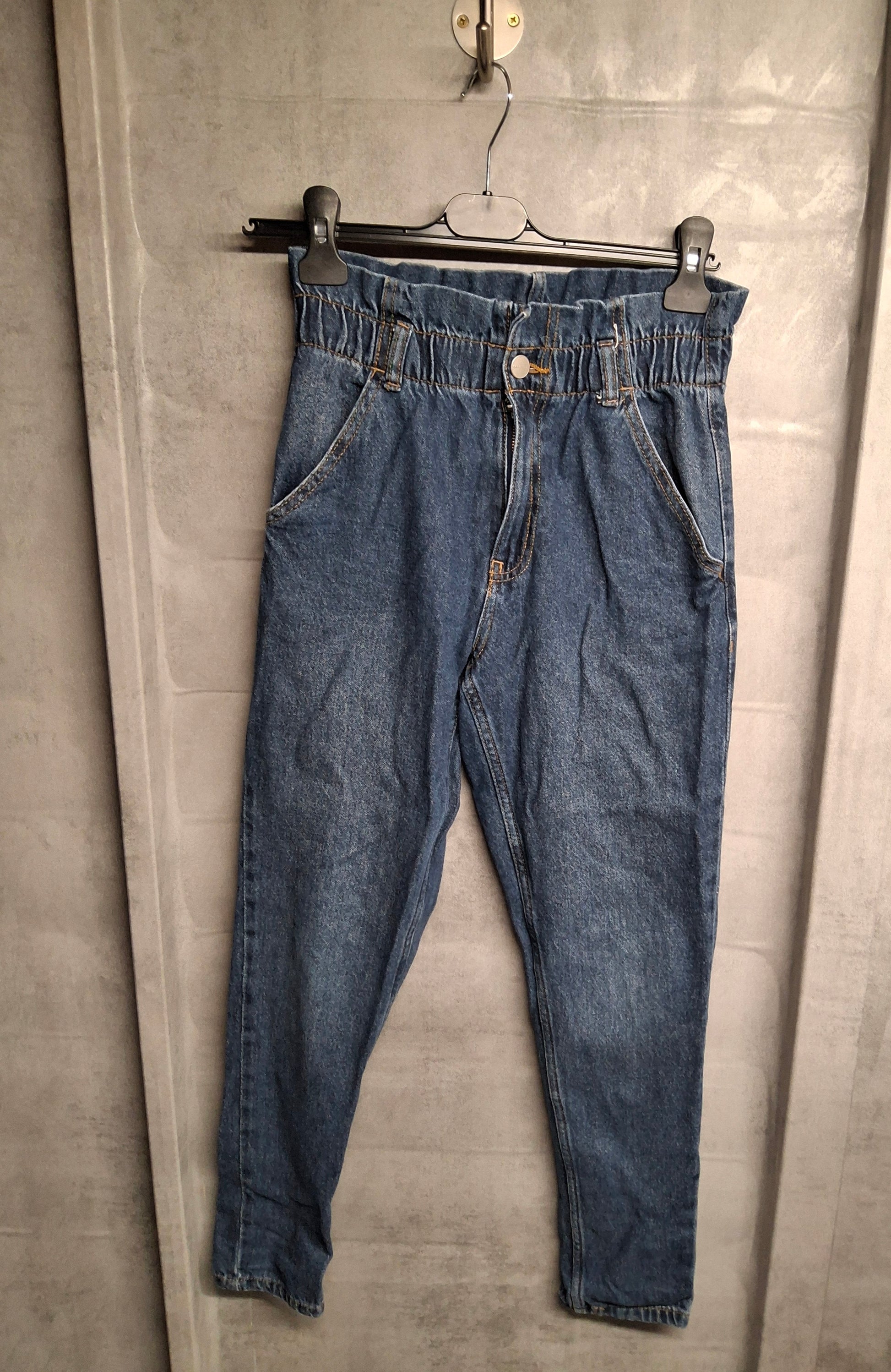 Primark Girls’ Slouchy Denim Jeans – Slim Leg, Frill High Waist – Age 11–12 Years