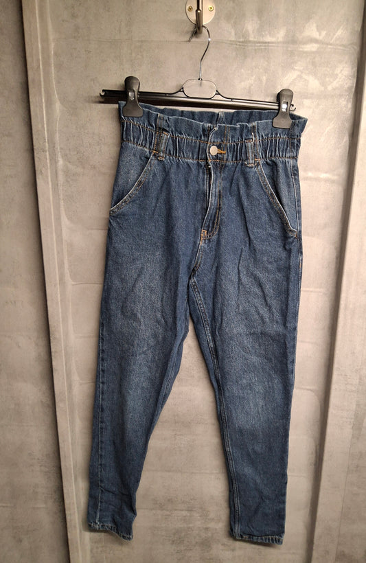 Primark Girls’ Slouchy Denim Jeans – Slim Leg, Frill High Waist – Age 11–12 Years