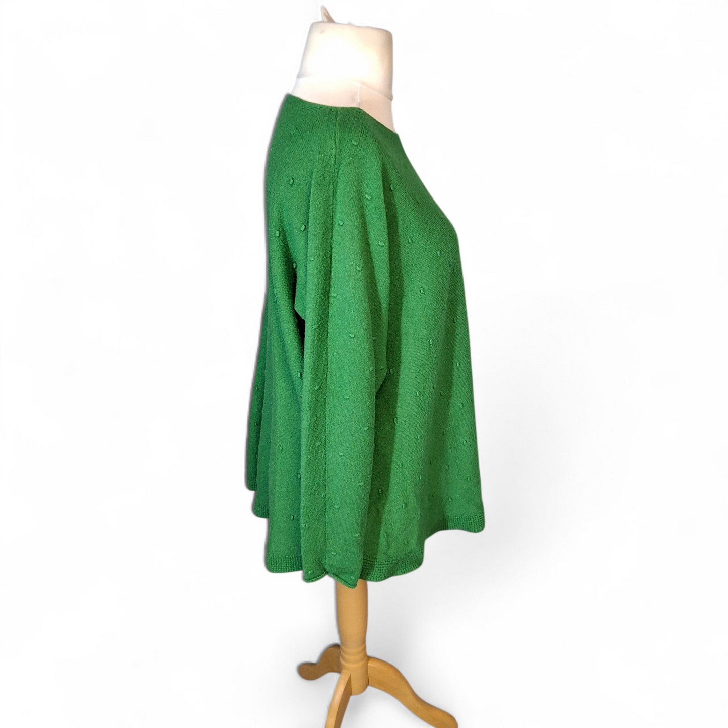 Lucy Sparks Green Embossed Knit Jumper – Longer Length – Relaxed Fit – Size 14/16