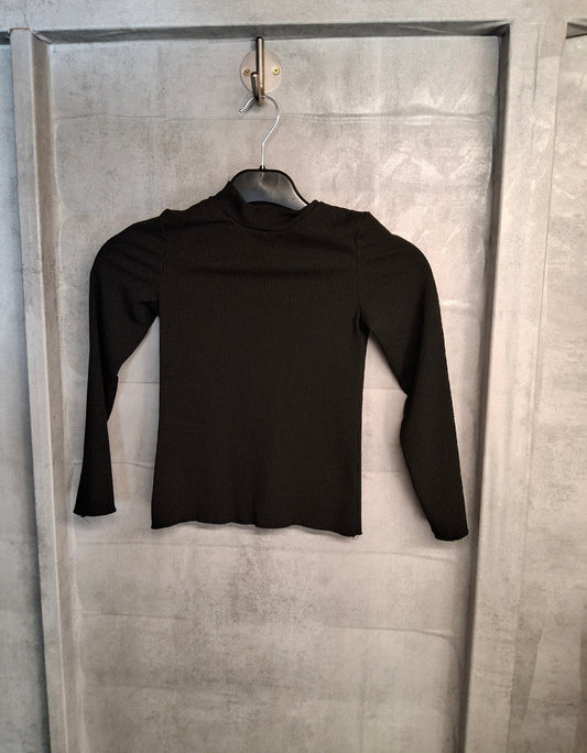 Tu Girls Black Ribbed Long Sleeve T-Shirt – Age 7 Years
