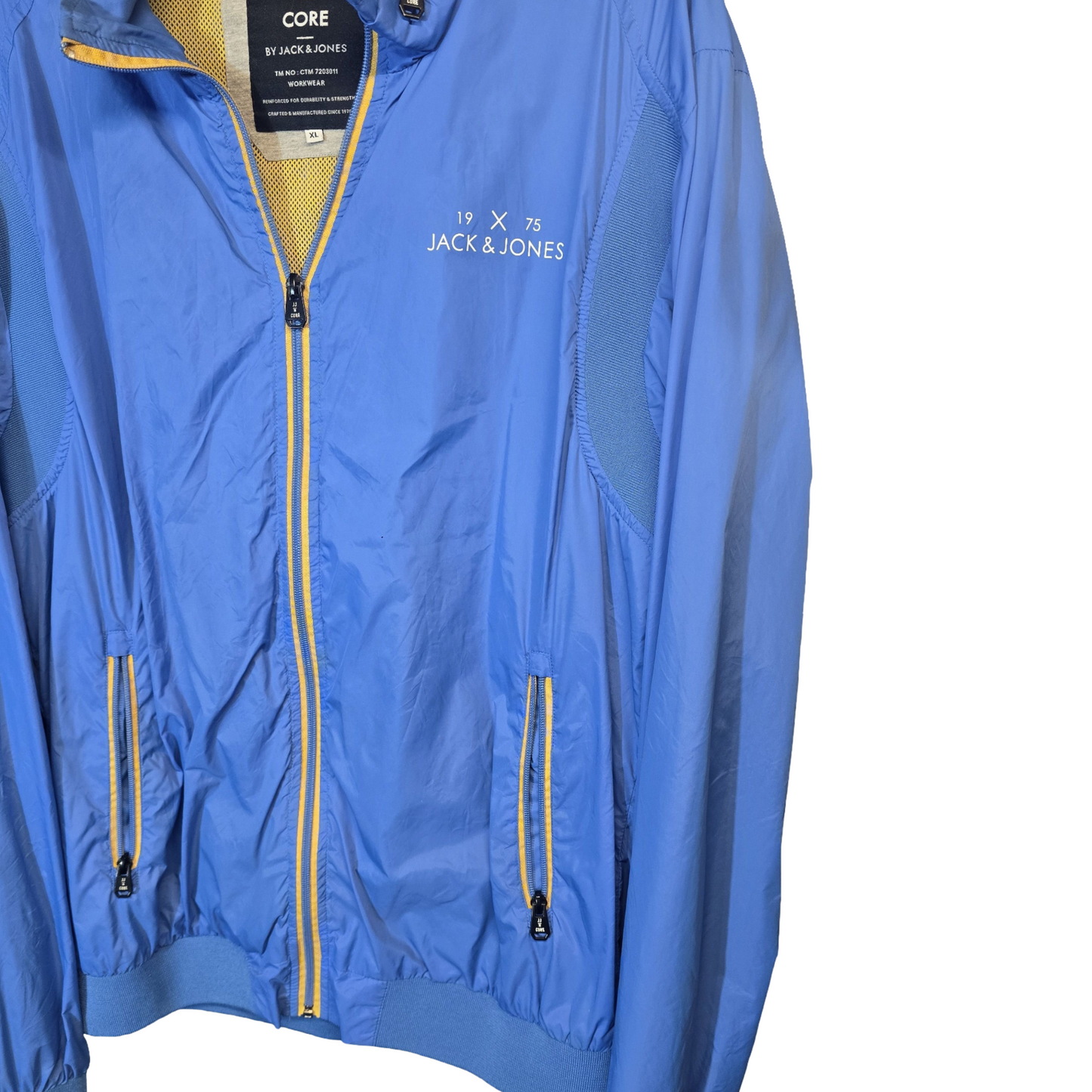 Jack & Jones Core Blue Lightweight Rain Jacket – XL – Hooded & Mesh Lined