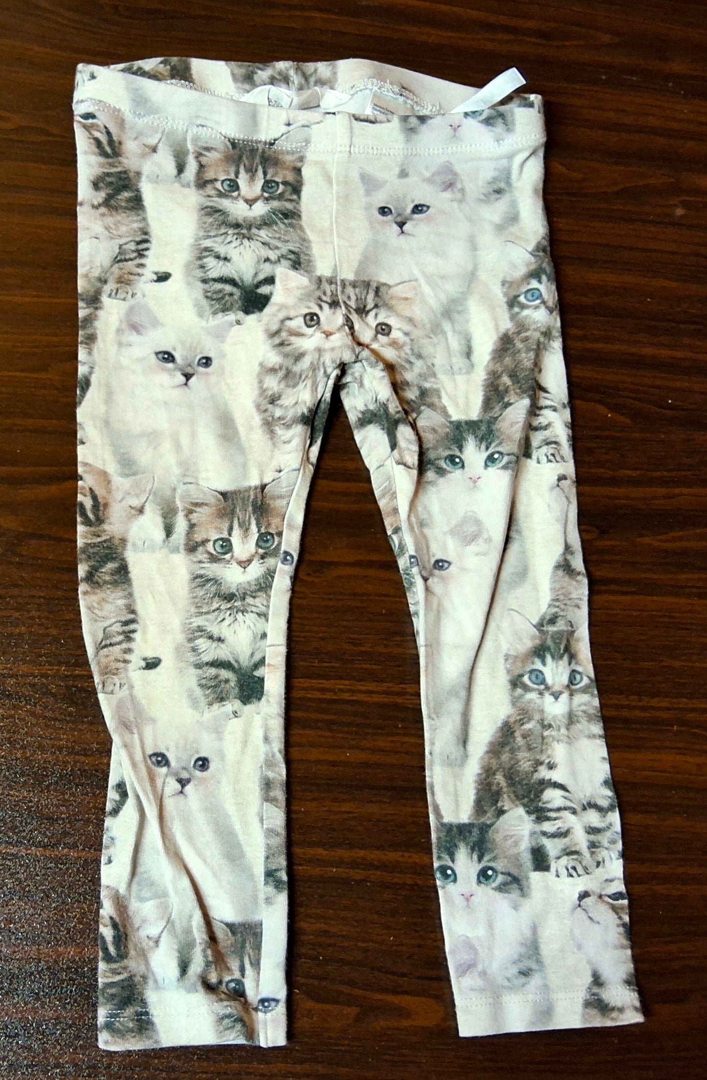 H&M Girls Leggings – Age 18–24 Months – Kitten Print – 100% Cotton