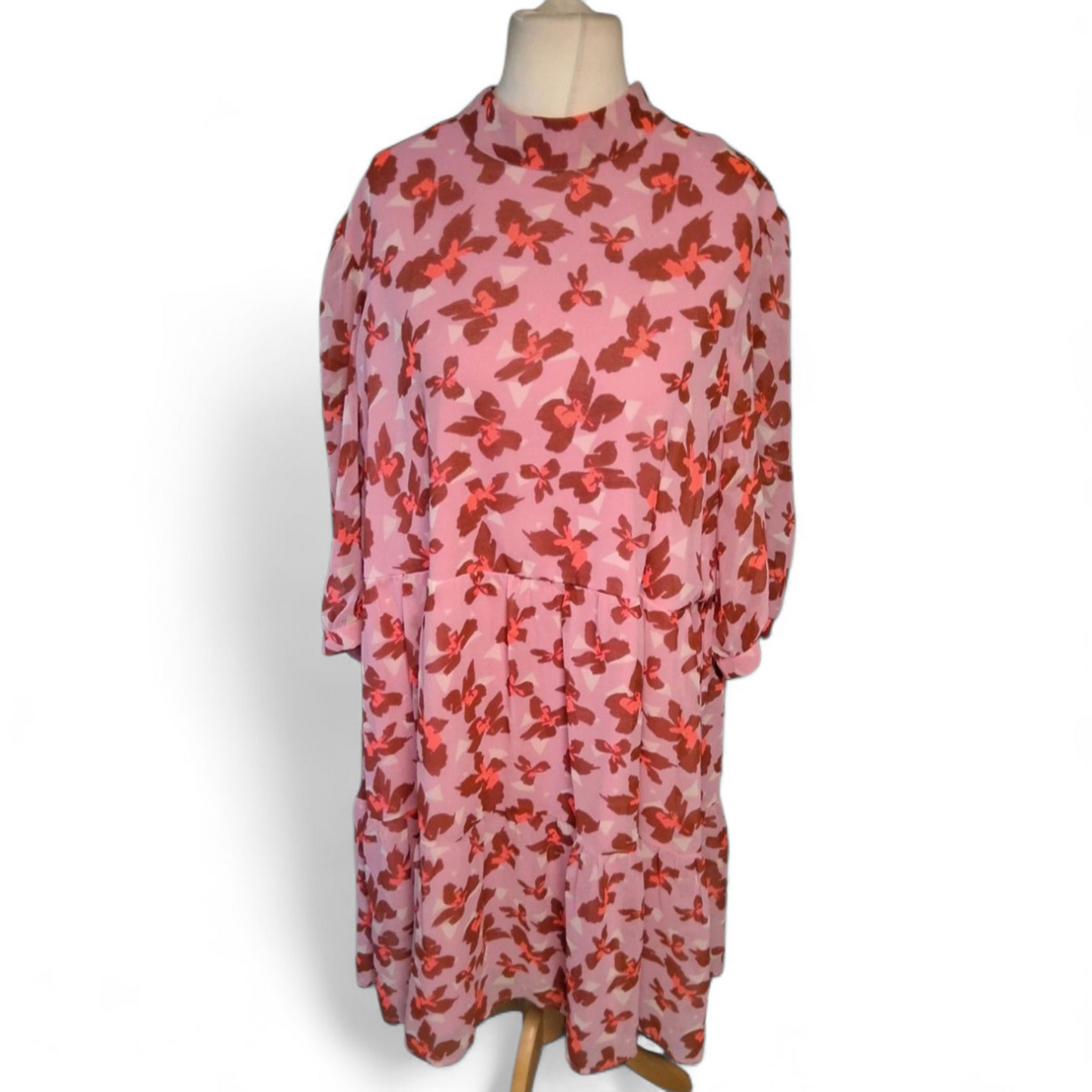 Vero Moda Pink Floral Floaty Dress – Size 20/22 | Swishy, Sheer & Chic