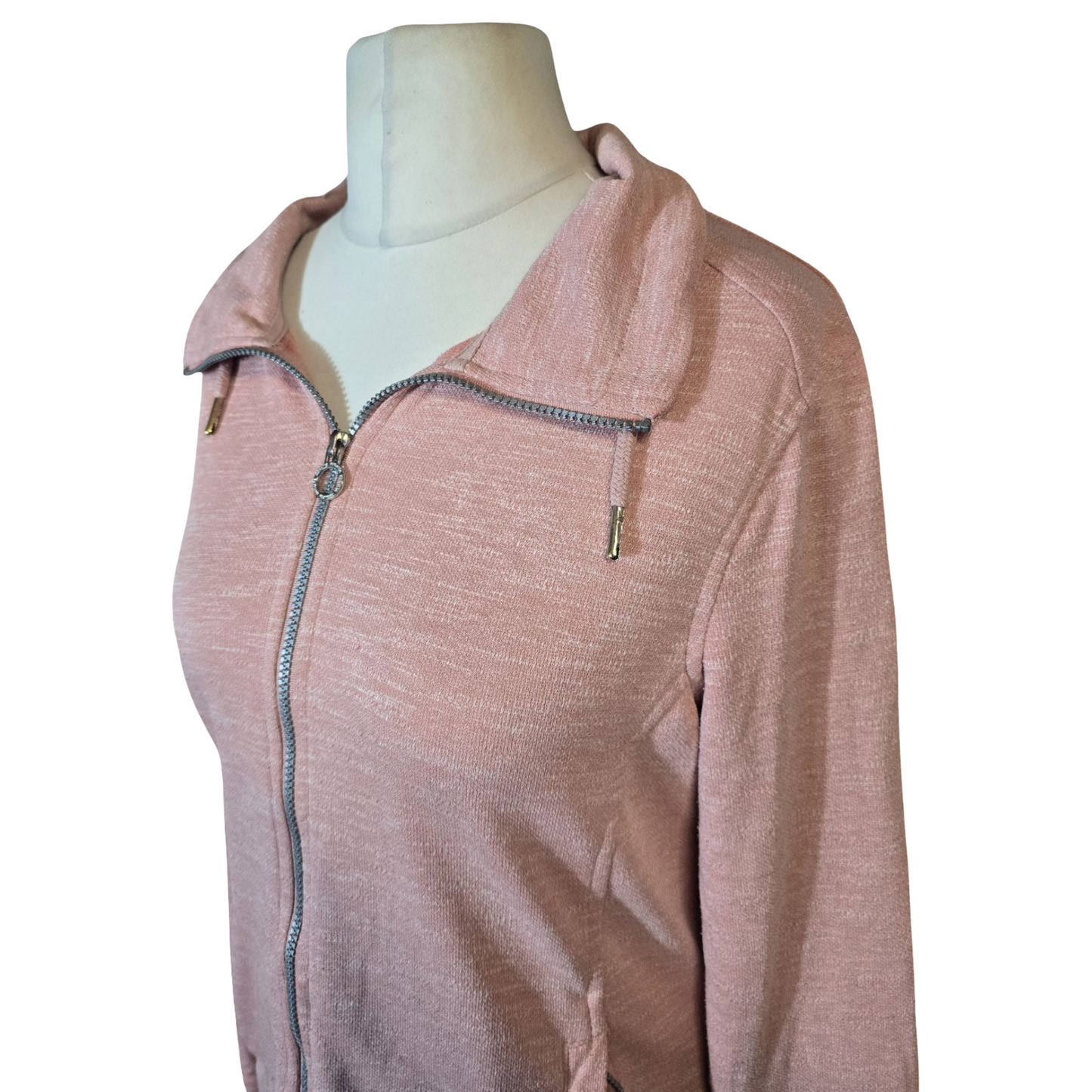 Regatta Light Pink Zip-Up Lightweight Jumper – UK size 12 – Drawstring Collar & Pockets