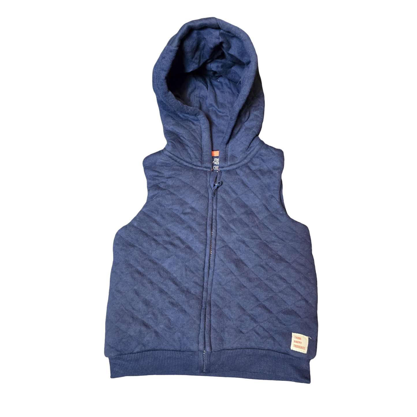 F&F Navy Padded Gilet – Boys 6–9 Months – Cotton & Polyester – Hooded Zip Up