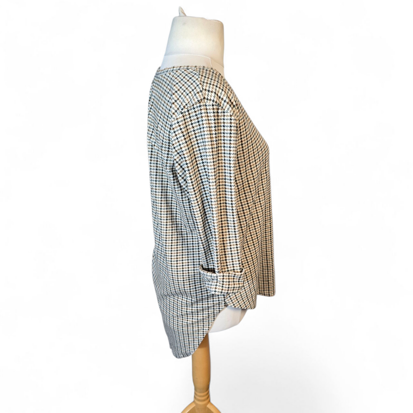 Beloved Beige & Brown 3/4 Sleeve Longline Top – Size L (Fits UK size 12)