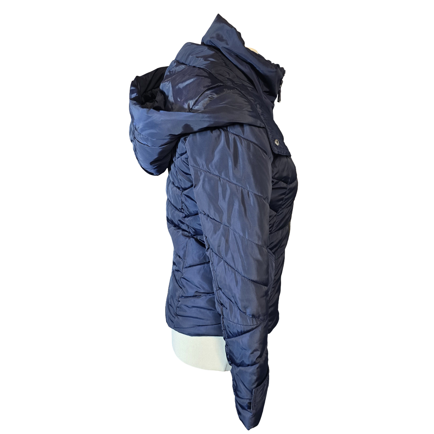 Next Petite Navy Puffer Coat – Size 6 – Detachable Hood & Fleece Pockets