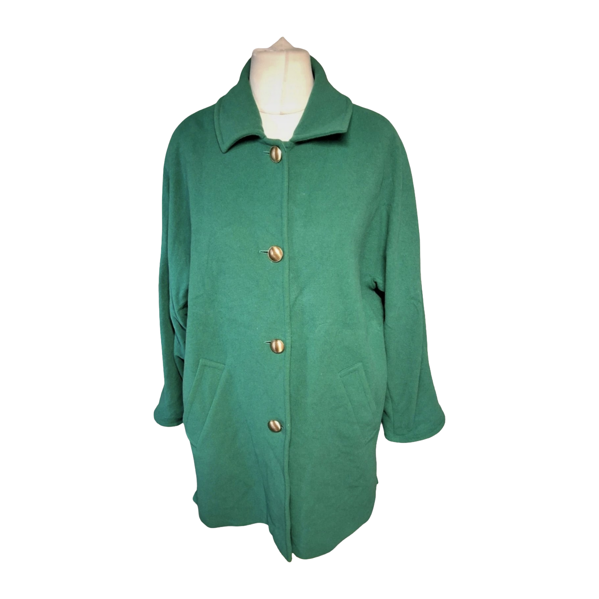 Viyella Green Wool Blend Peacoat – Gold Button Detail – Size 12