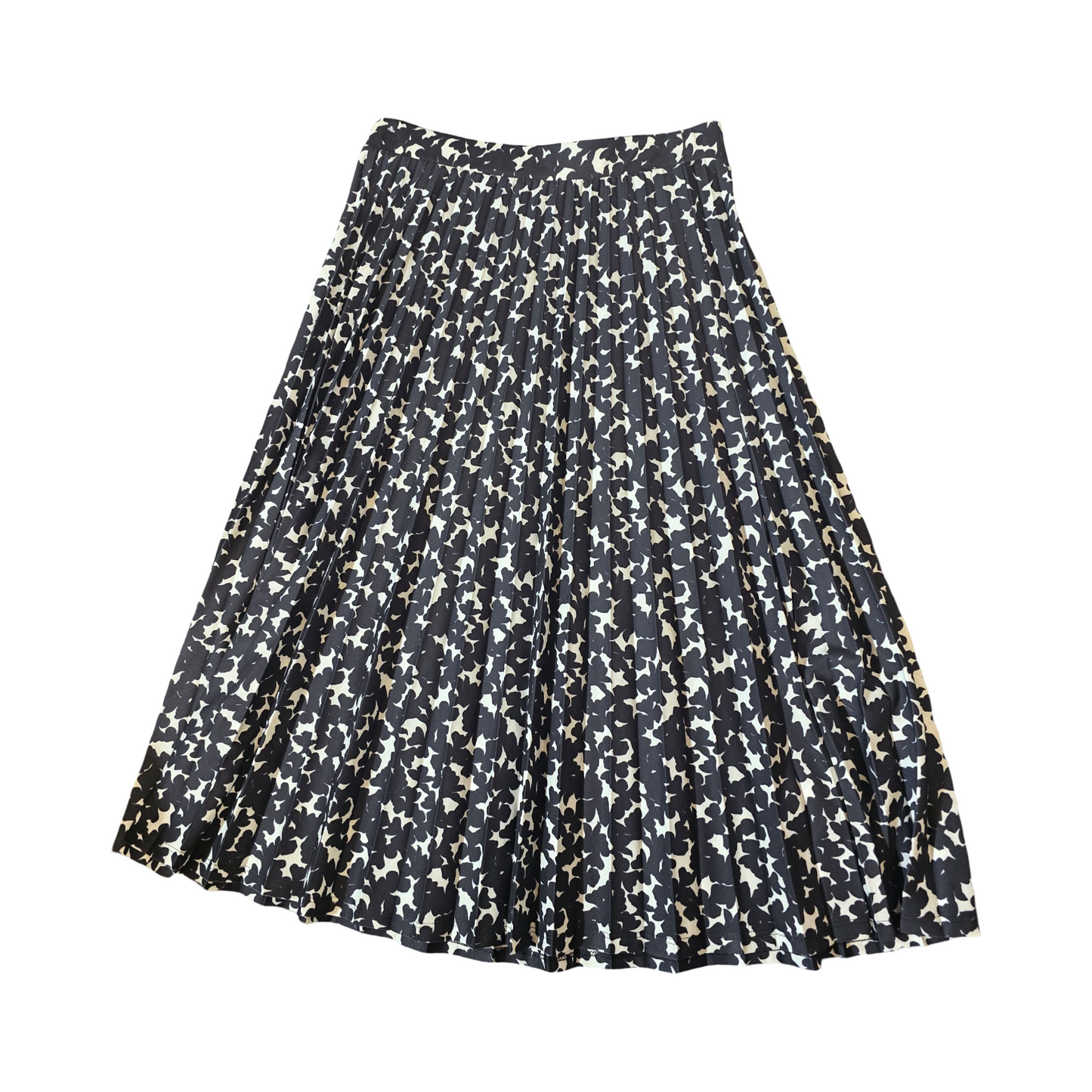 M&S Monochrome Pleated Midi Skirt – Size 10