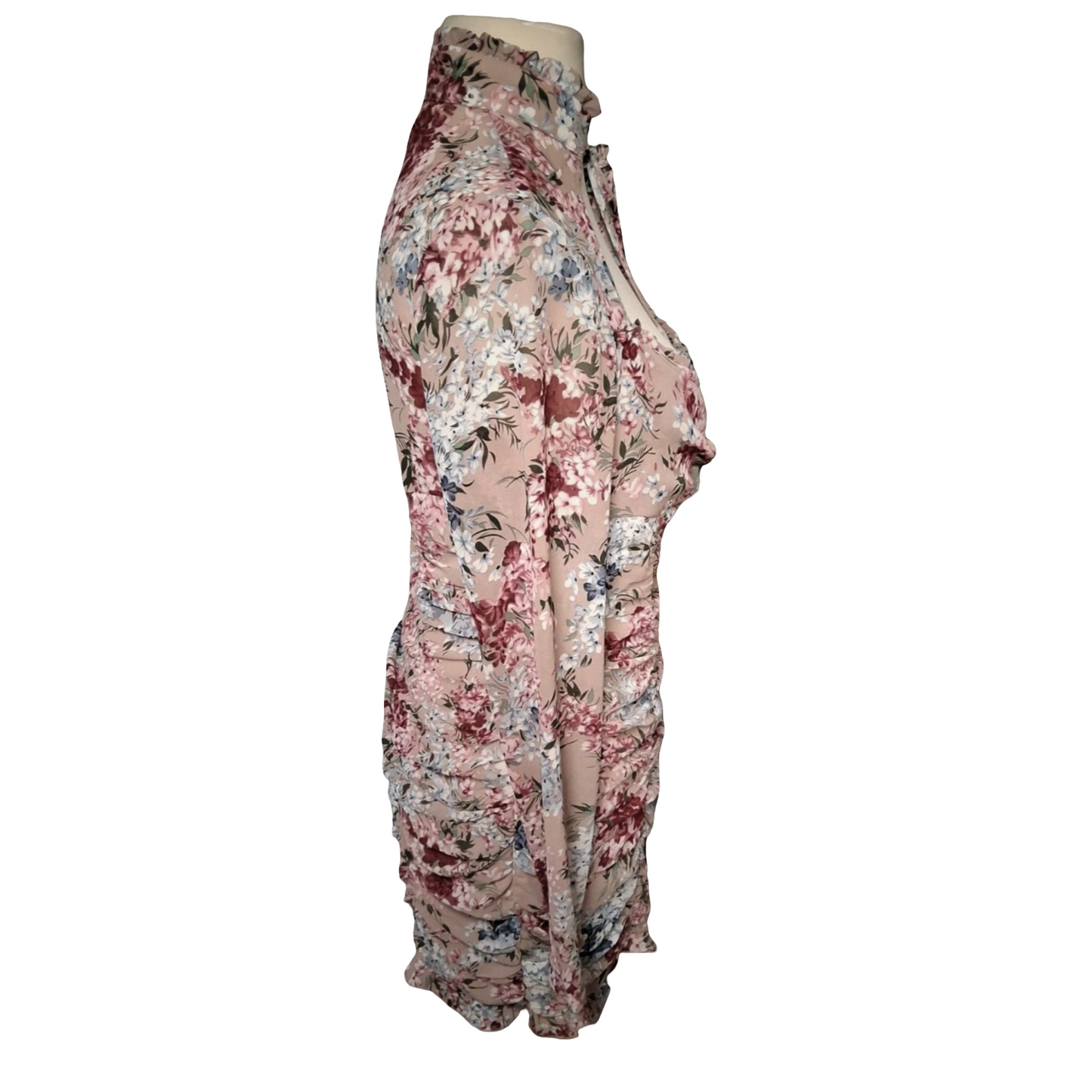 PrettyLittleThing Floral Ruched Dress – Size 14 Romantic Chic