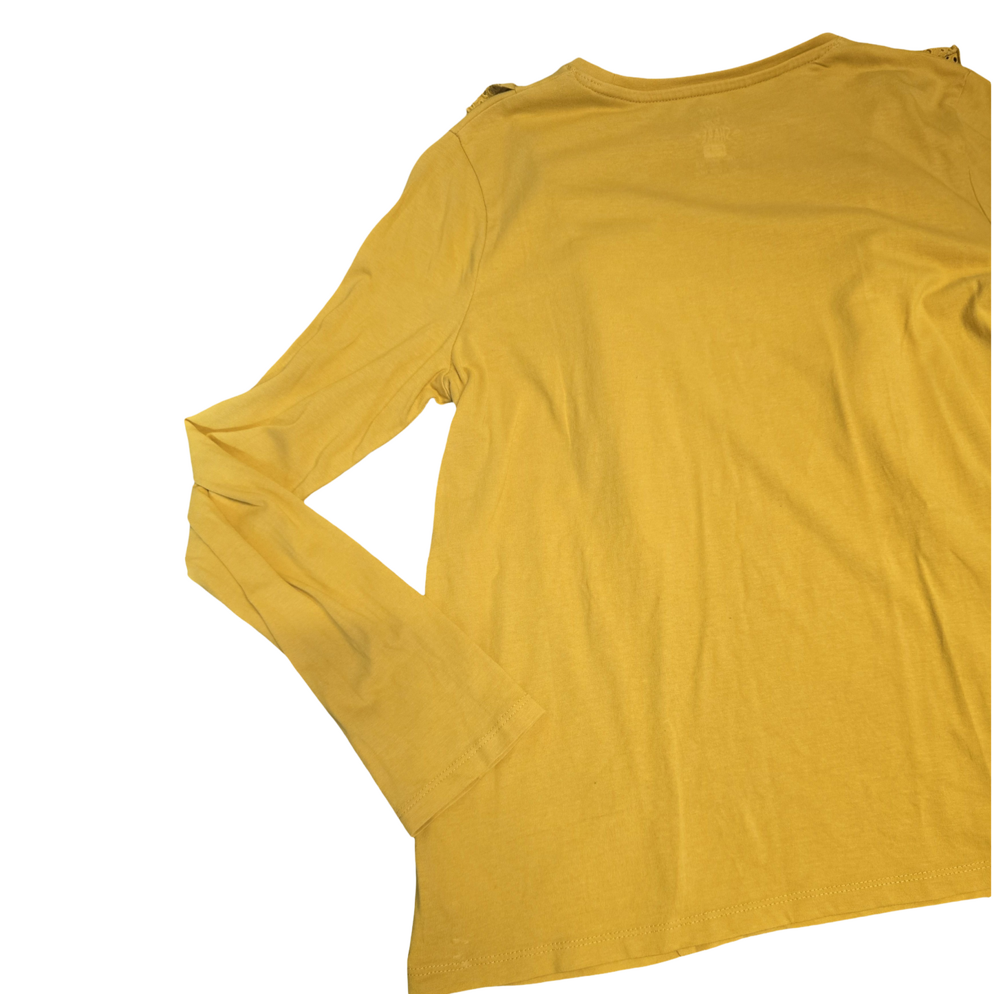 F&F Girls Mustard Frill Long Sleeve Top – Age 13–14 – Cotton
