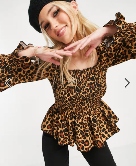 New Look Leopard Print Crop Top – Size 10 – On or Off Shoulder 🐆