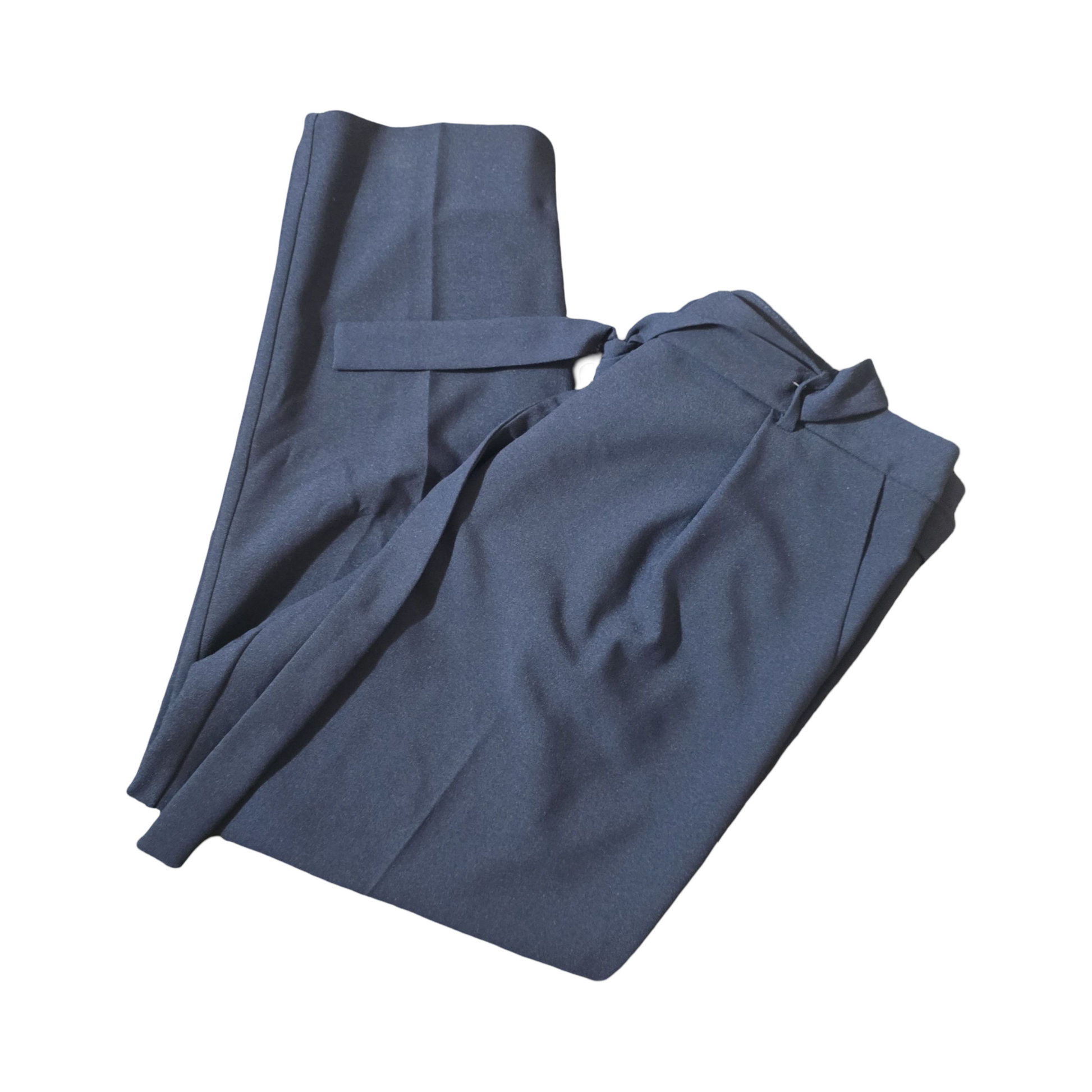 Topshop Navy Blue Slim Leg Trousers with Belt – Size 14