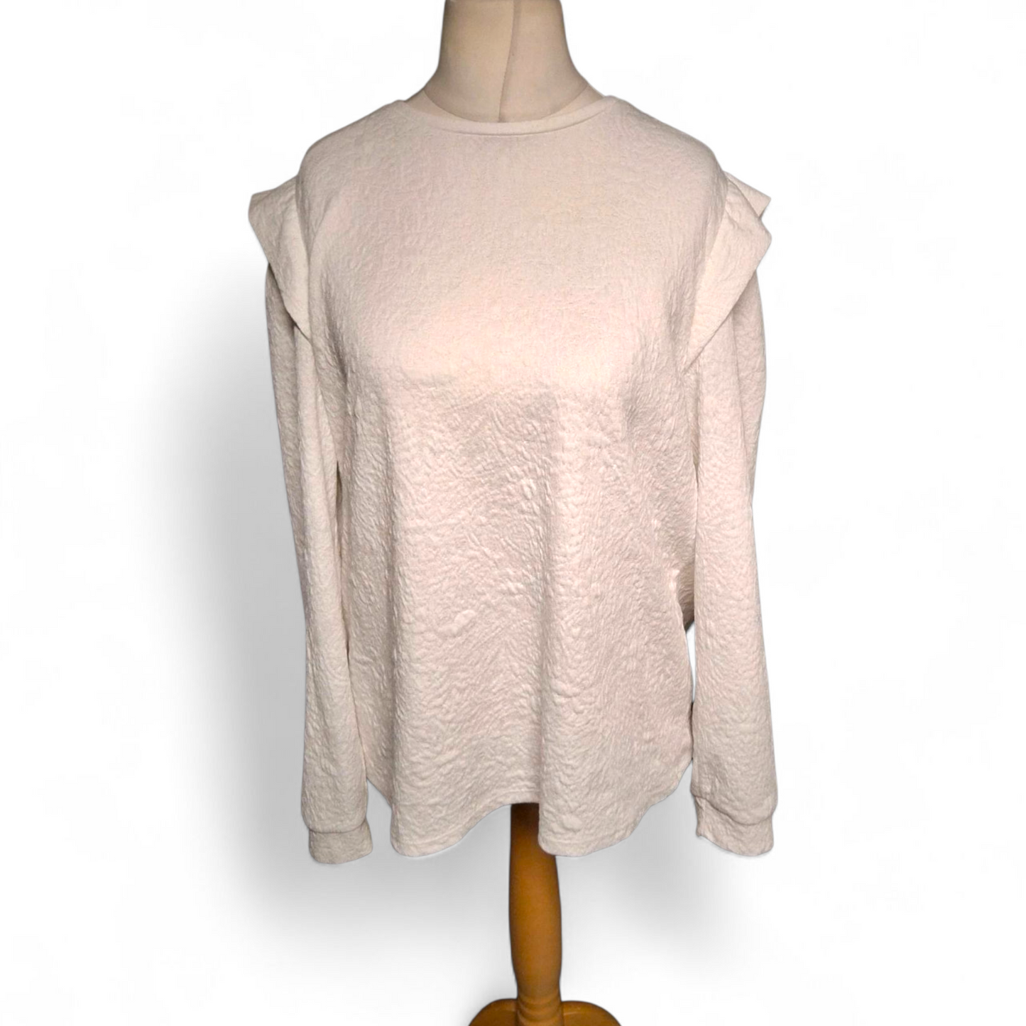 White Embossed Long Sleeve T-Shirt – Matalan – Size 18