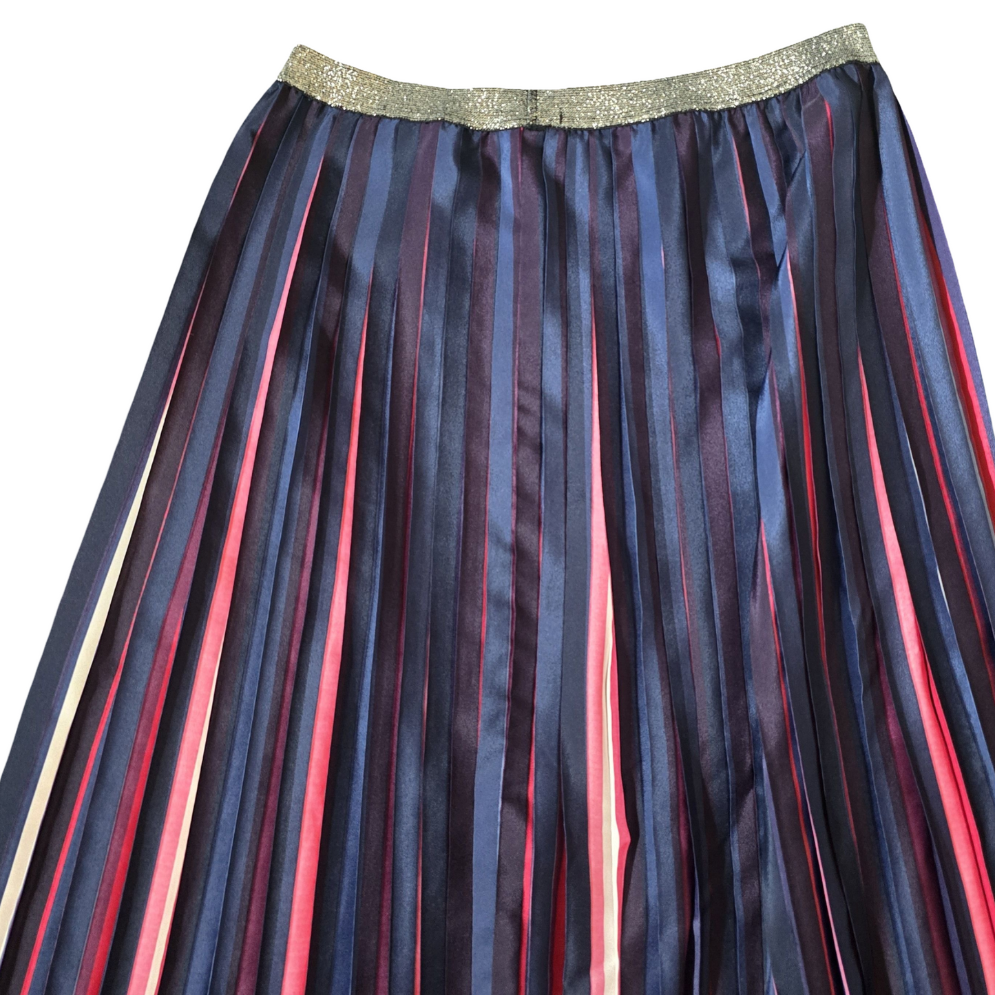 Cath Kidston 25th Anniversary Pleated Midi Skirt – Blue/Red/Pink Glitter Waist – Size 12